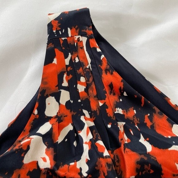 Banana Republic One Shoulder Satiny Bright Fun Abstract Dress Size 4 - Picture 4 of 7